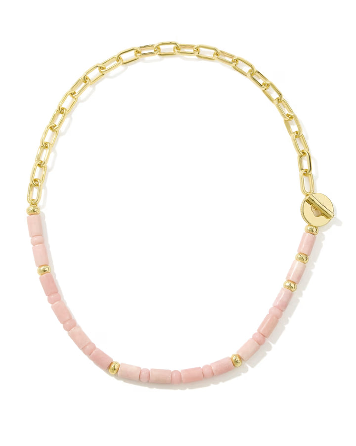 Kendra Scott Lindsey Bead Half Necklace in Pink on Gold