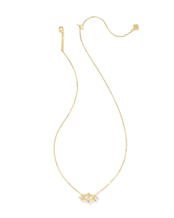 Kendra Scott Lindy Rae Pendant Necklace in White Crystal Gold