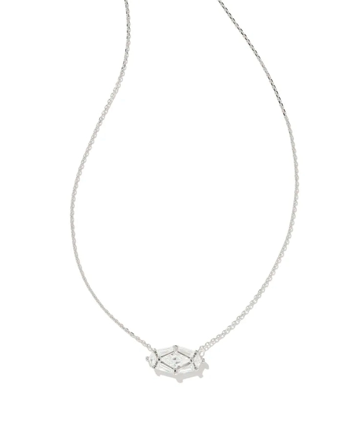 Kendra Scott Lindy Rae Pendant Necklace in White Crystal Silver