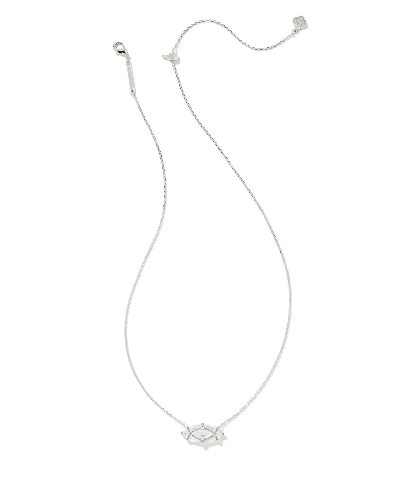 Kendra Scott Lindy Rae Pendant Necklace in White Crystal Silver