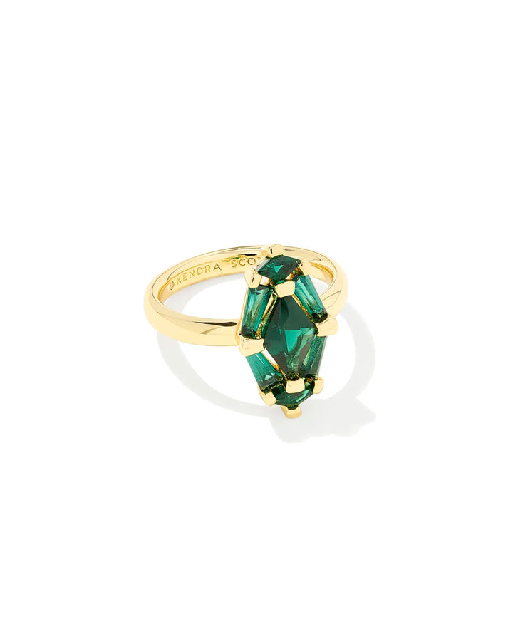 Kendra Scott Lindy Rae Cocktail Ring in Emerald Crystal on Gold