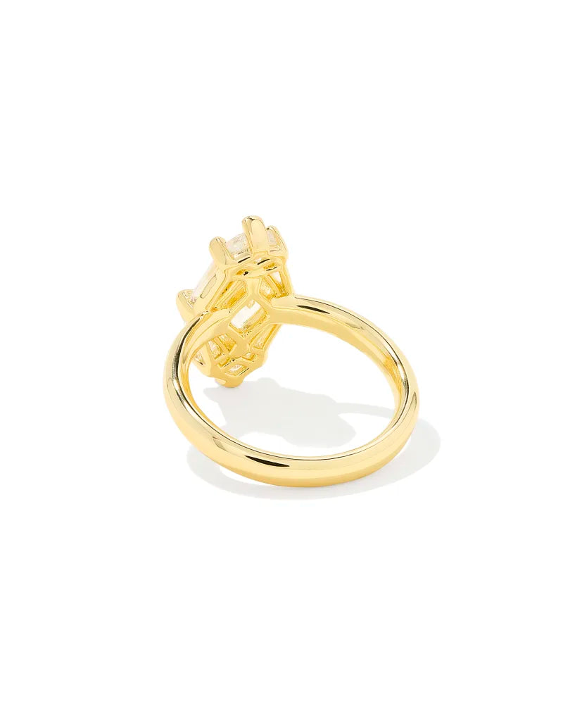 Kendra Scott Lindy Rae Cocktail Ring in White Crystal on Gold