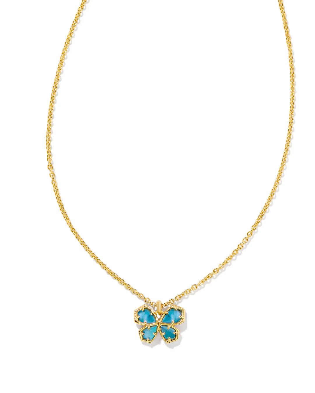 Kendra Scott Mae Butterfly Pendant Necklace in Indigo Watercolor in Gold