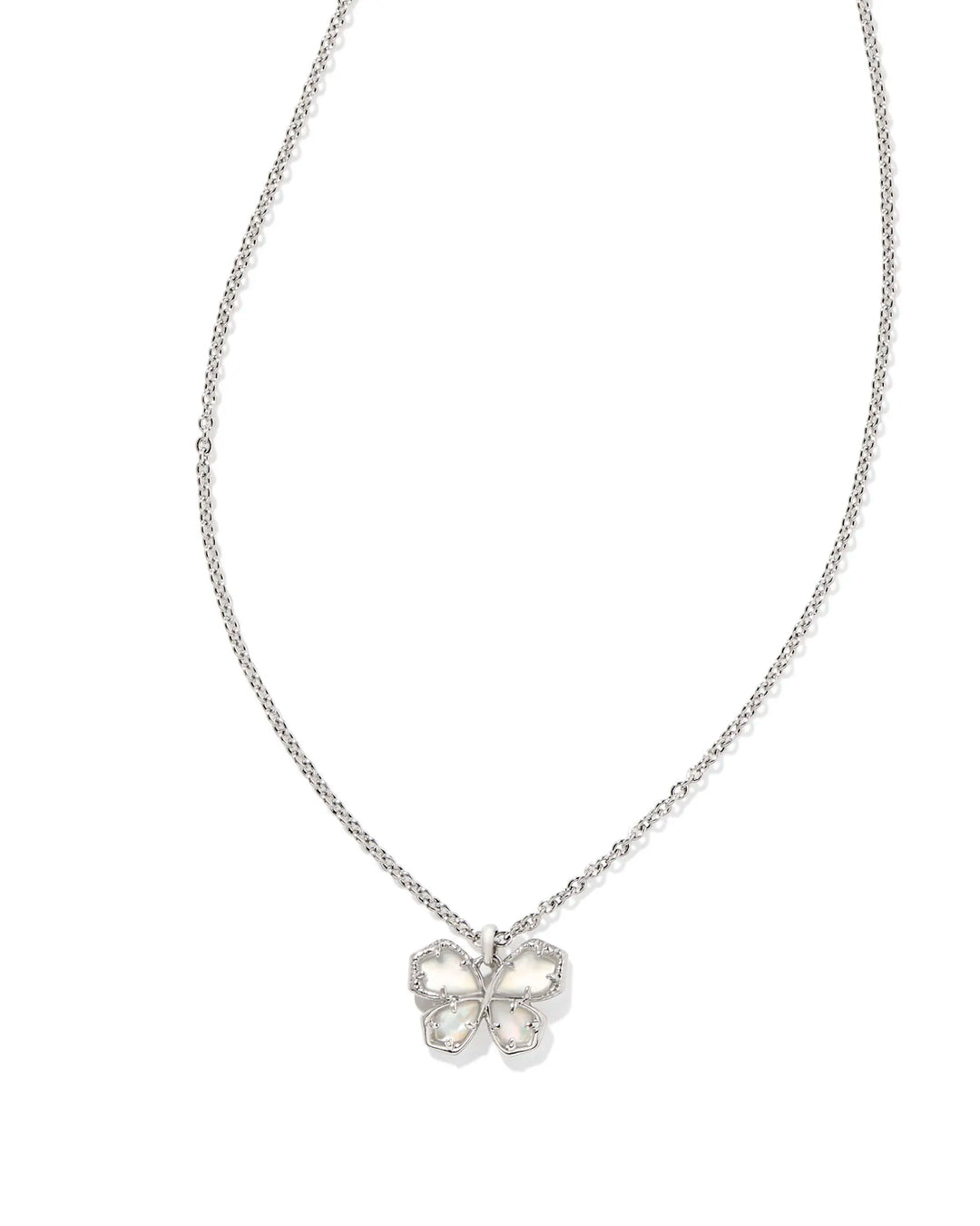 Kendra Scott Mae Butterfly Pendant Necklace in Ivory Mother of Pearl in Rhodium