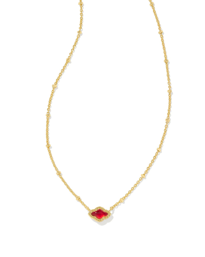 Kendra Scott Mini Abbie Pendant Necklace in Cranberry Illusion in Gold