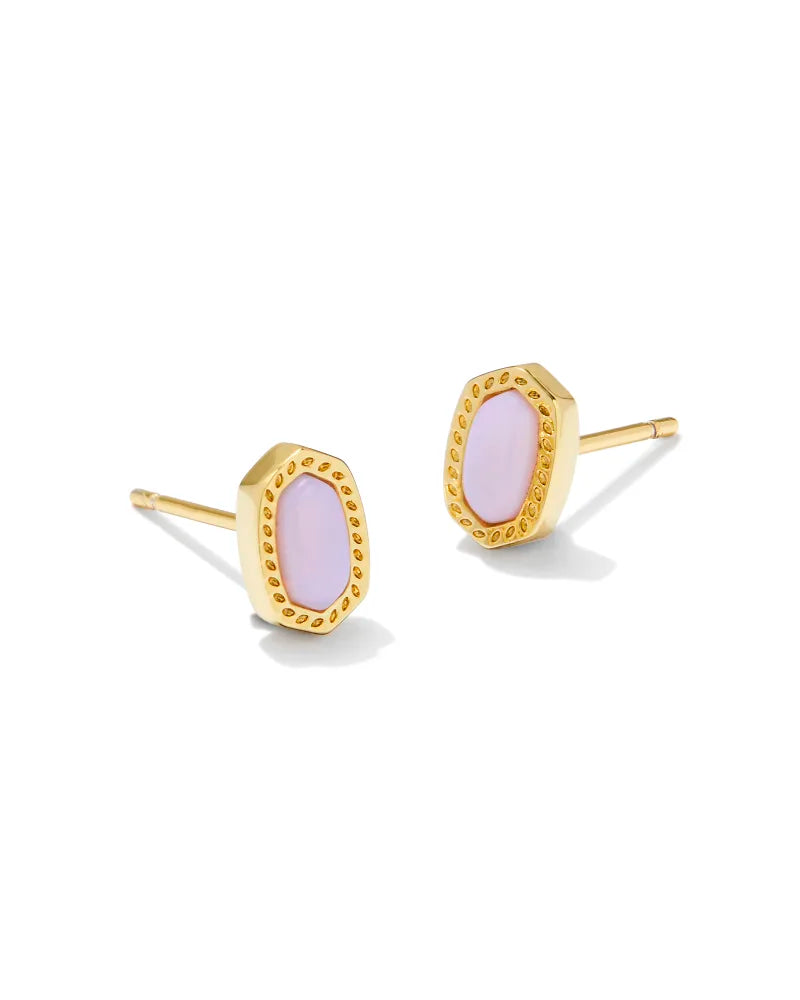 Mini Ellie Pink Opalite Stud Earrings in Gold