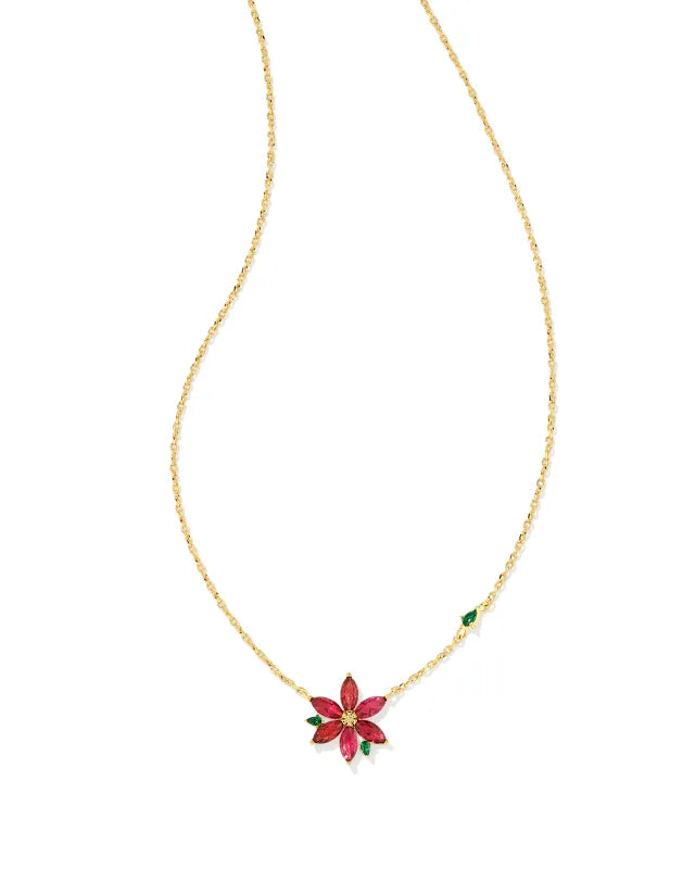 Kendra Scott Poinsetta Pendant Necklace in red Mix on Gold