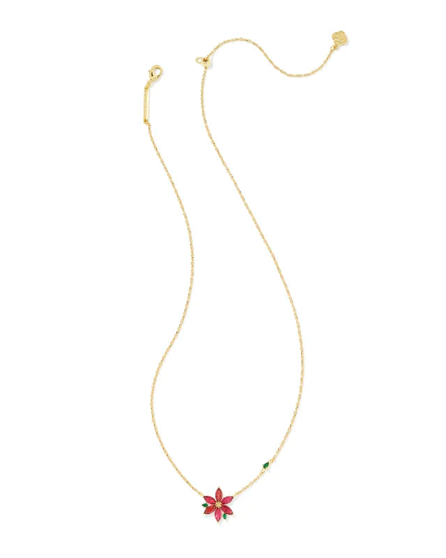 Kendra Scott Poinsetta Pendant Necklace in red Mix on Gold