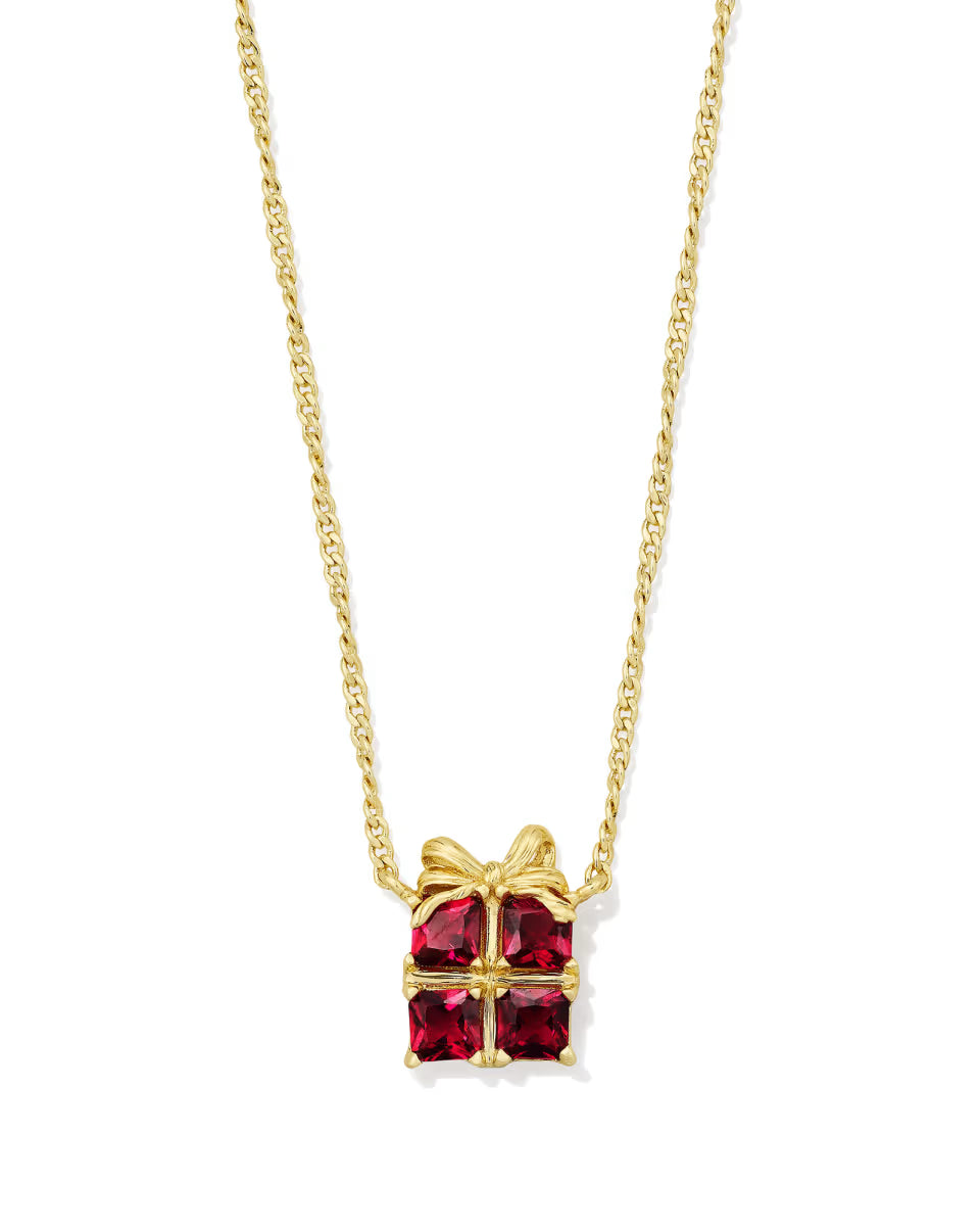Kendra Scott Present Short Pendant Necklace Red Crystal on Gold