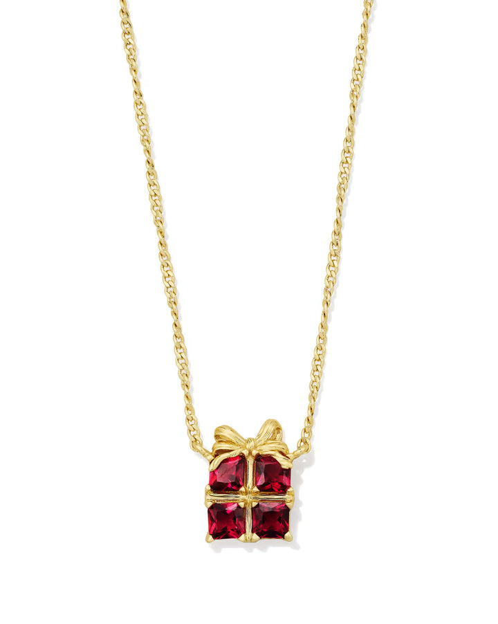 Kendra Scott Present Short Pendant Necklace Red Crystal on Gold