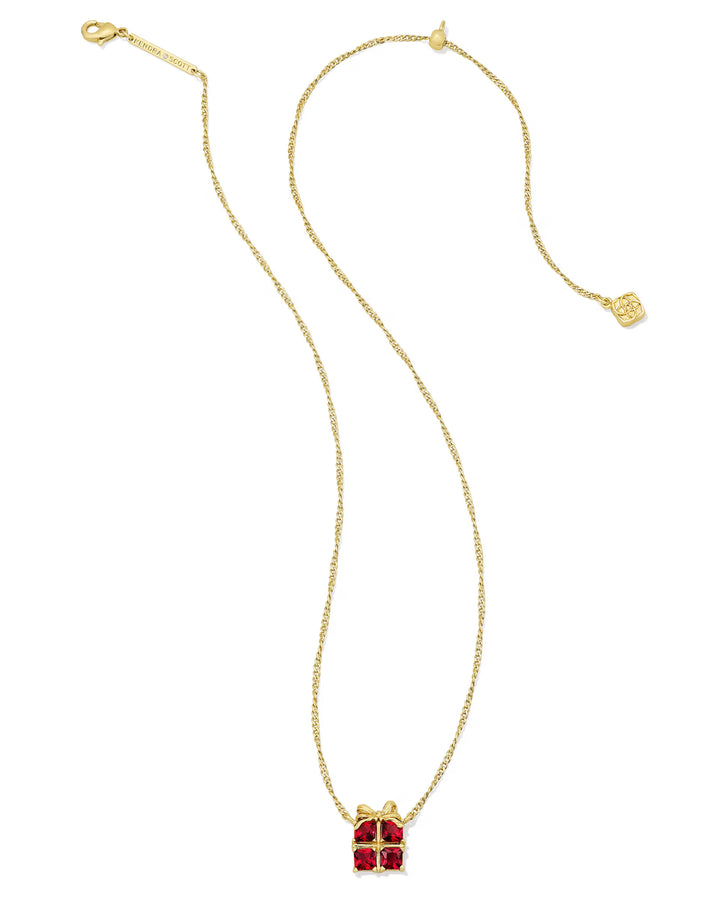Kendra Scott Present Short Pendant Necklace Red Crystal on Gold