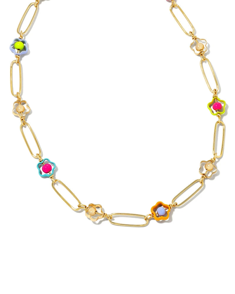 Kendra Scott-Susie Gold Link and Chain Necklace in Rainbow Multi Mix