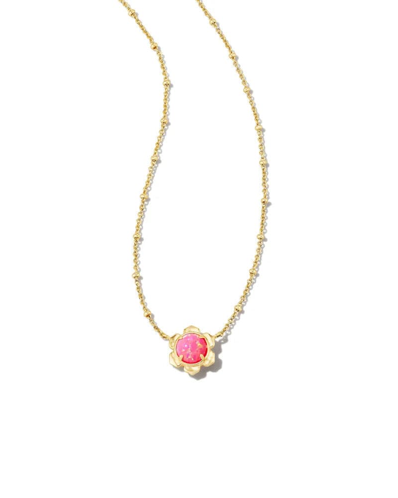 Kendra Scott-Susie Gold Short Pendant Necklace in Hot Pink Kyocera Opal