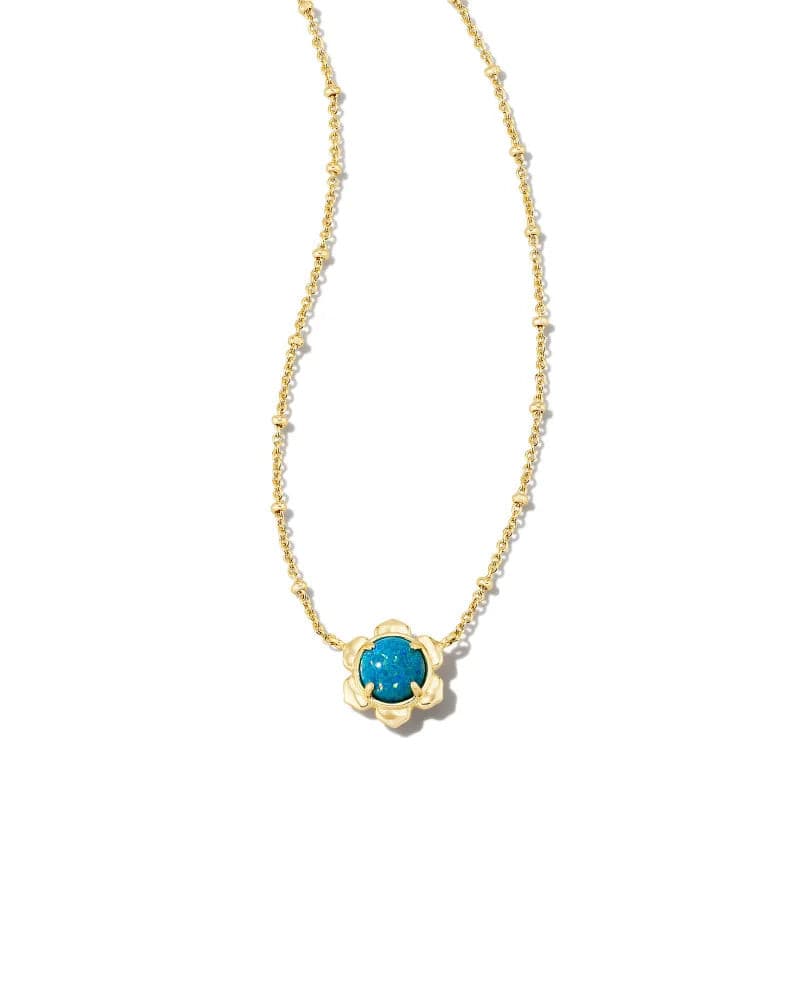 Kendra Scott-Susie Gold Short Pendant Necklace in Marine Kyocera Opal