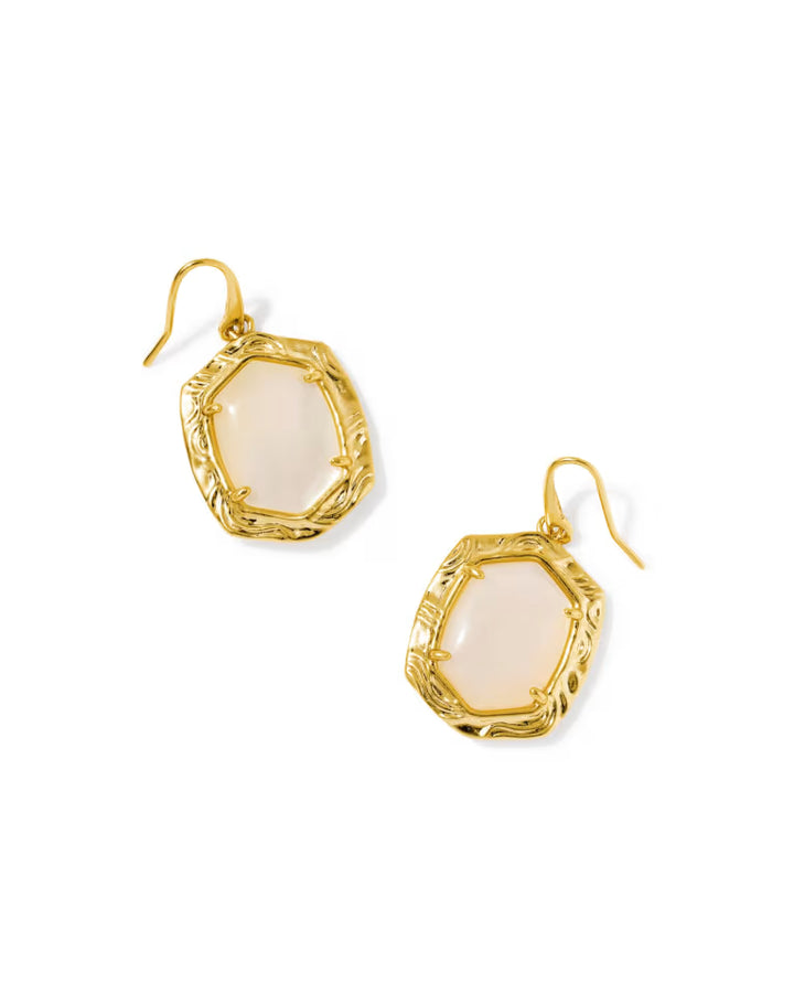 Kendra Scott Tiger Striped Daphne Drop Earring Gold Natural MOP