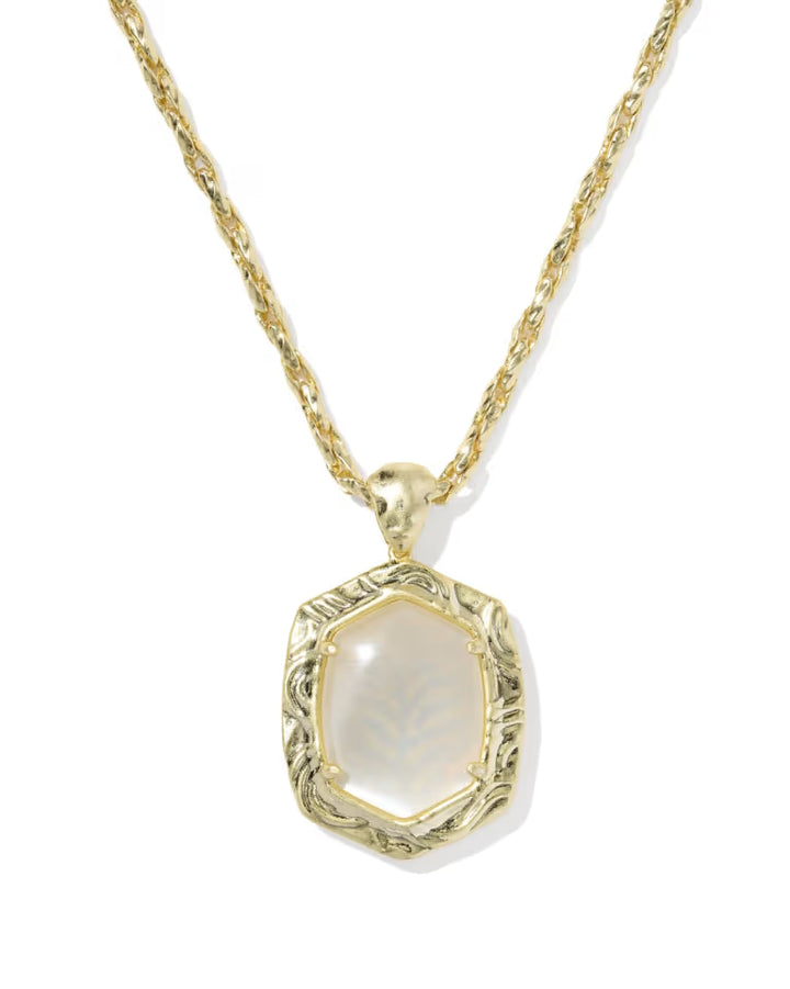 Kendra Scott Tiger Striped Daphne Pendant Necklace Gold Natural MOP