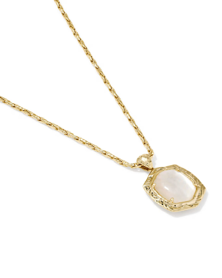 Kendra Scott Tiger Striped Daphne Pendant Necklace Gold Natural MOP