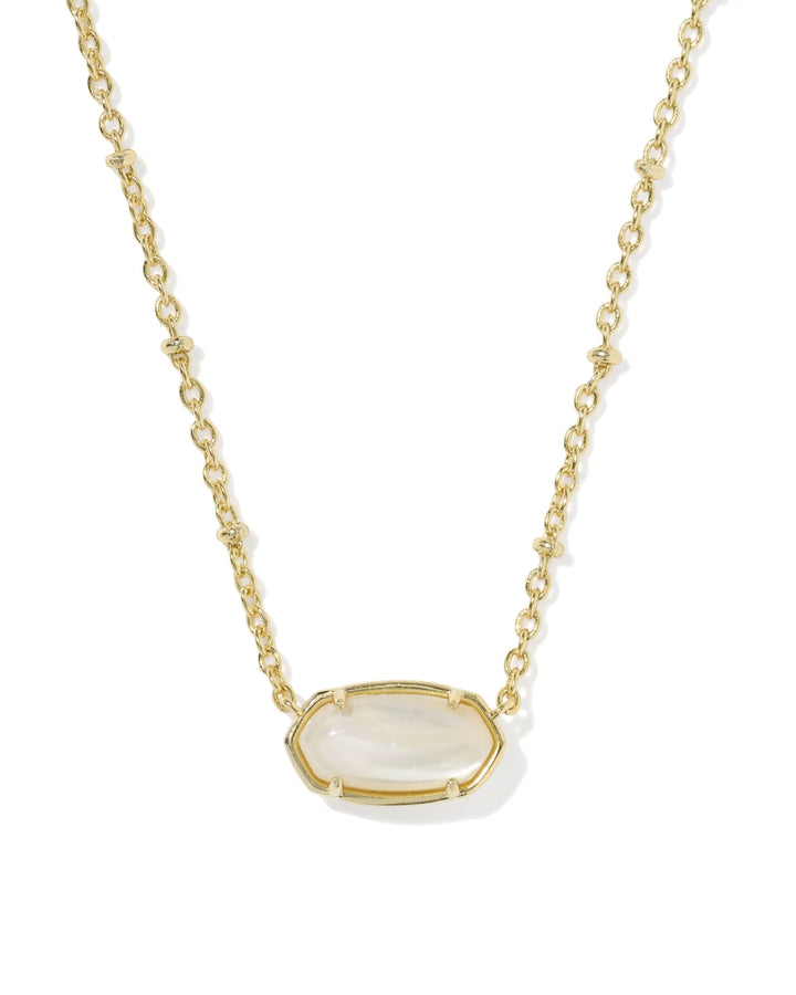 Kendra Scott Tiger Striped Elisa Short Pendant Necklace Gold Natural MOP