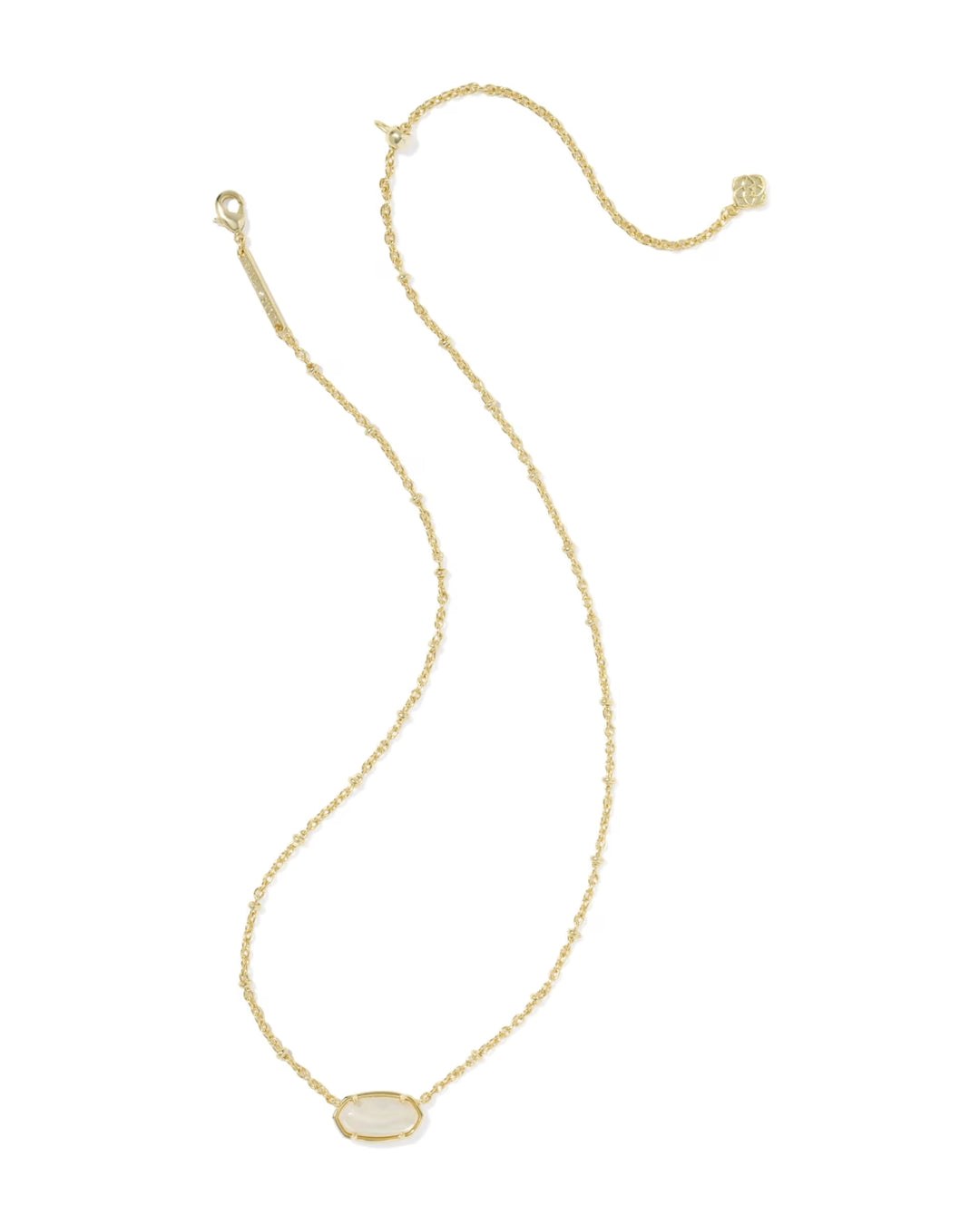 Kendra Scott Tiger Striped Elisa Short Pendant Necklace Gold Natural MOP