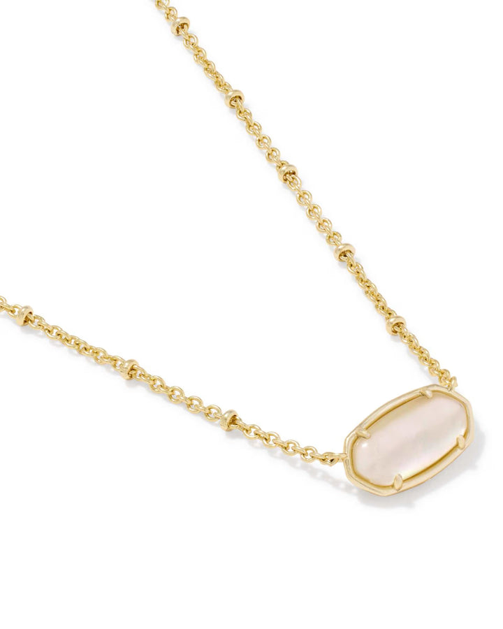 Kendra Scott Tiger Striped Elisa Short Pendant Necklace Gold Natural MOP