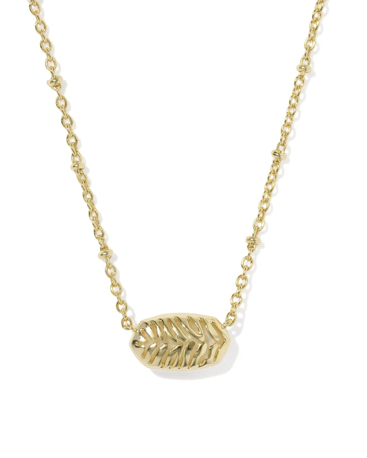 Kendra Scott Tiger Striped Elisa Short Pendant Necklace Gold Natural MOP
