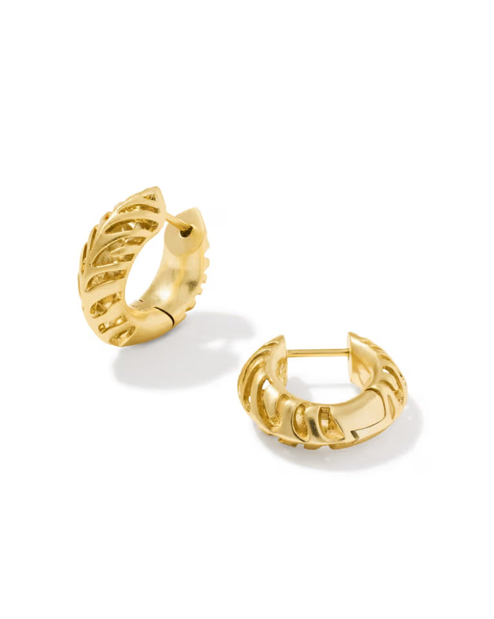 Kendra Scott Tiger Striped Mikki Huggie Earrings Gold