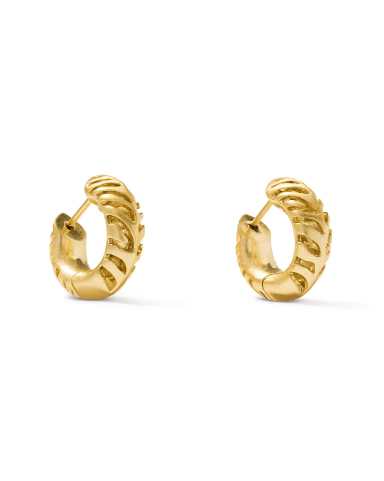 Kendra Scott Tiger Striped Mikki Huggie Earrings Gold
