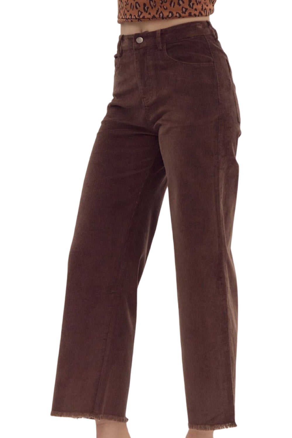 Fall Wishes Corduroy High Waist Wide Leg Pant in Coffee