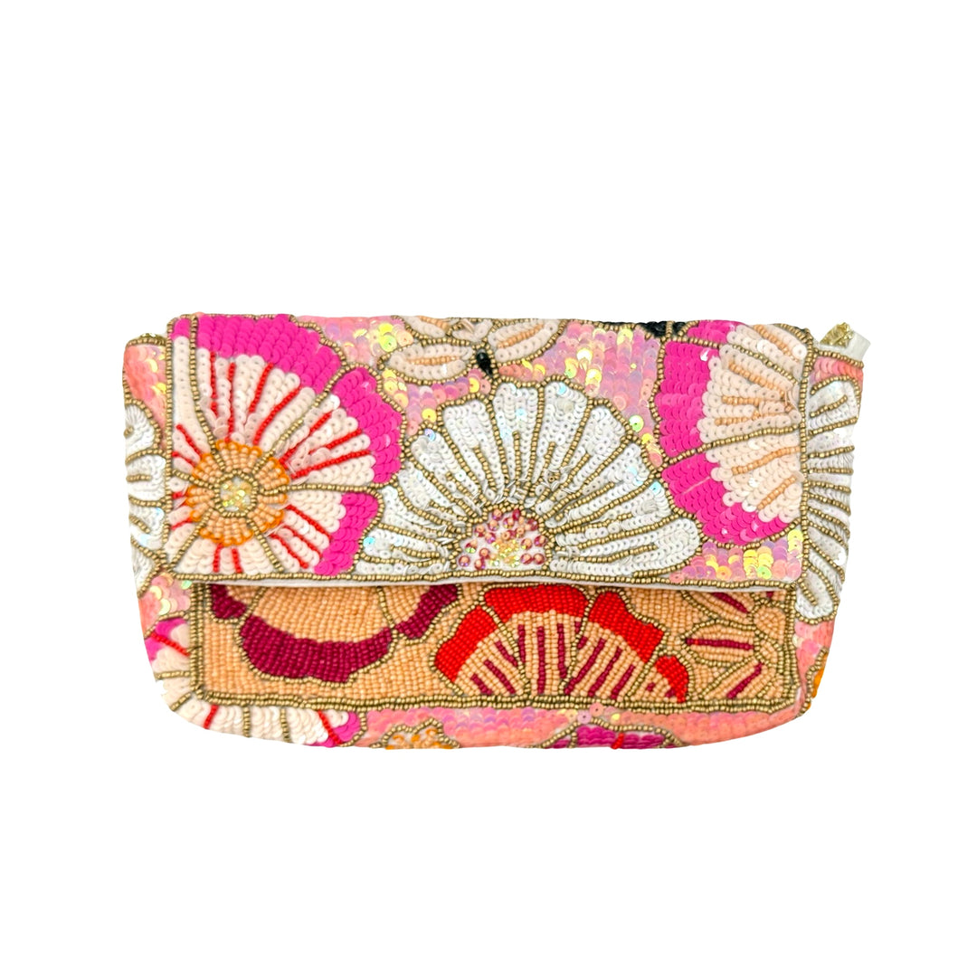Multi Floral Beaded Clutch