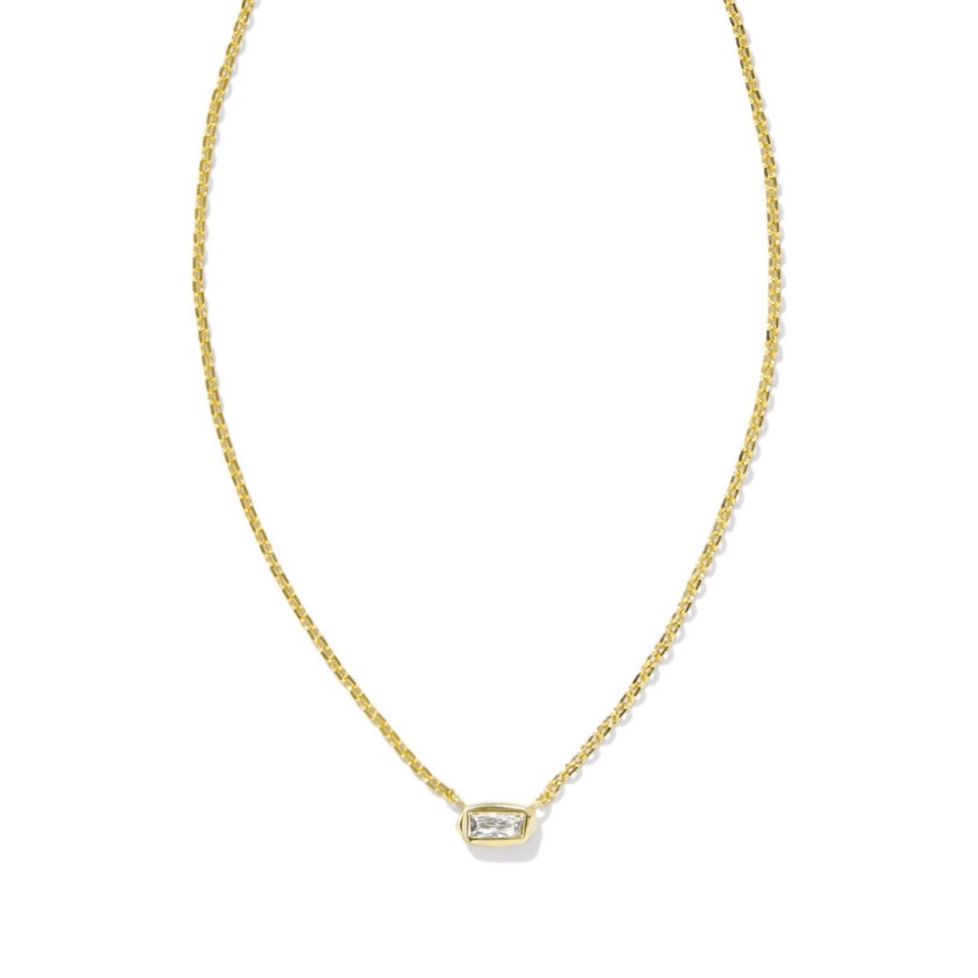 Kendra Scott Fern Crystal Pendant Necklace White Crystal Gold