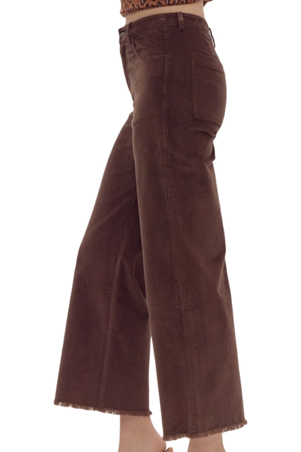 Fall Wishes Corduroy High Waist Wide Leg Pant in Coffee