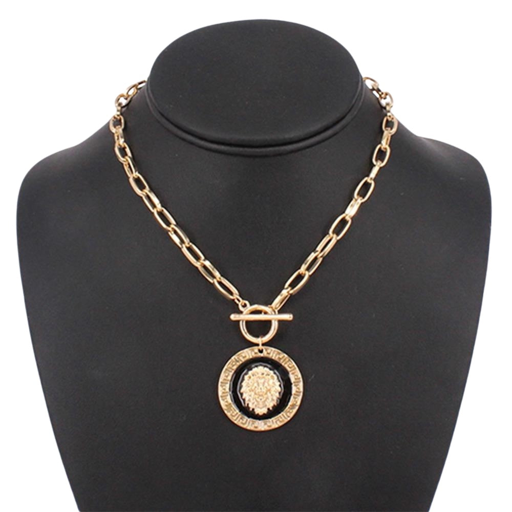 Medallion Coin Drop Toggle Necklace