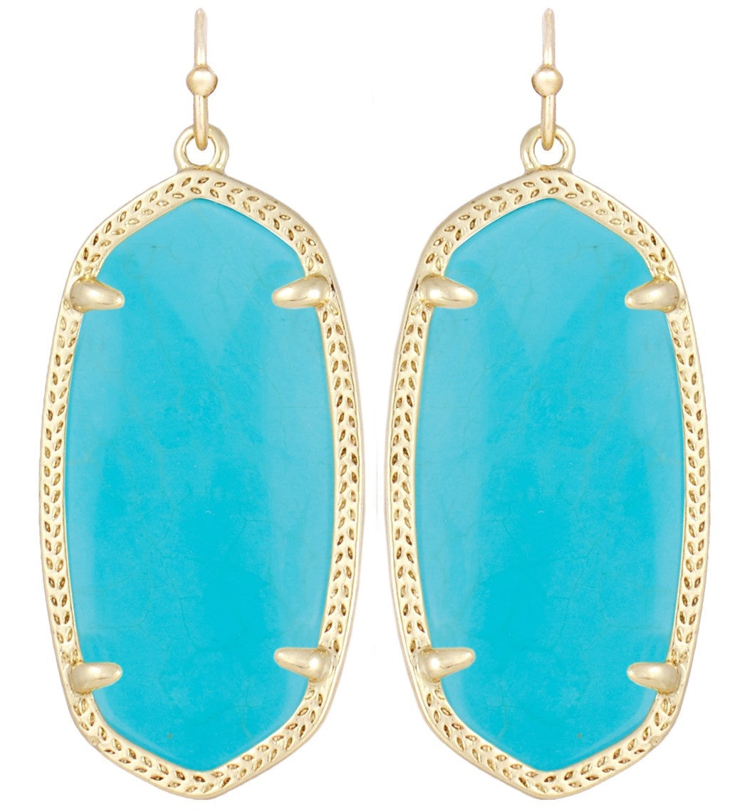 Elle Gold Earrings in Turquoise - Bliss Boutique 