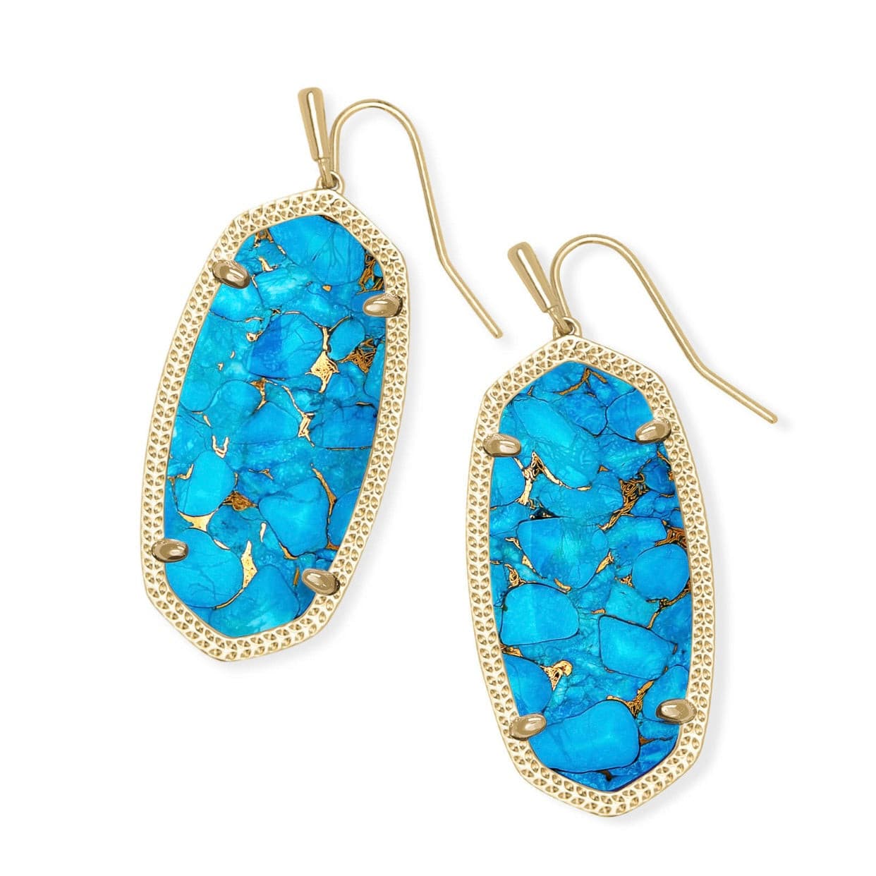 Kendra Scott-Elle Gold Drop Earrings In Bronze Veined Turquoise Magnesite - Bliss Boutique 