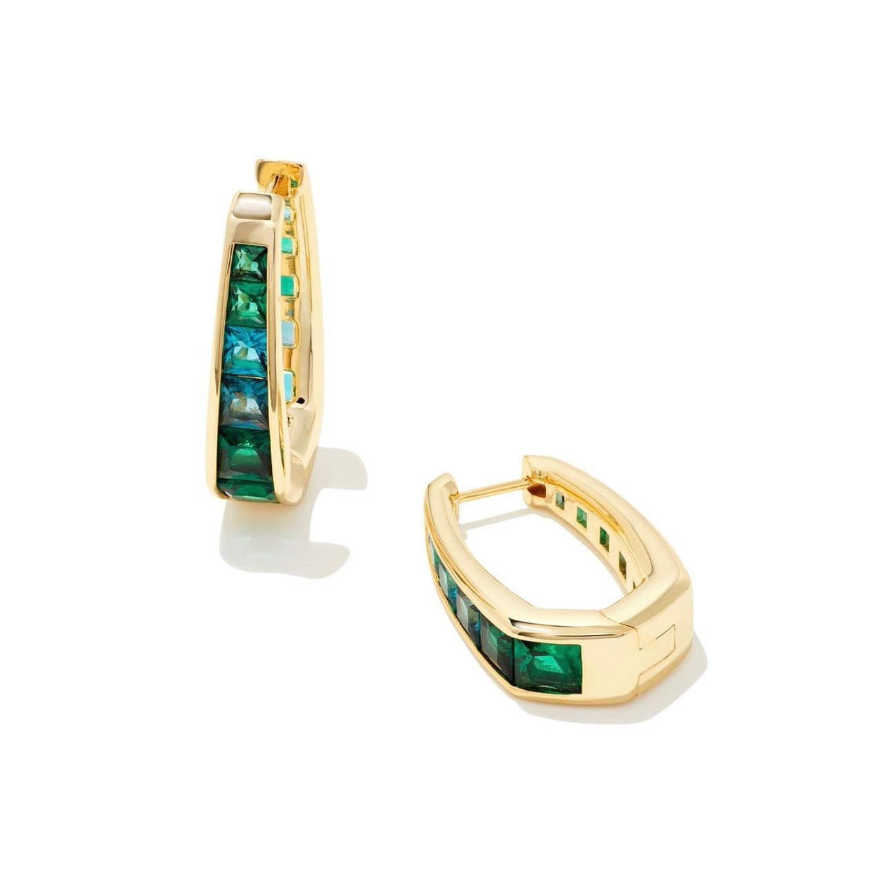 Kendra Scott Parker Gold Hoop Earrings in Emerald Mix