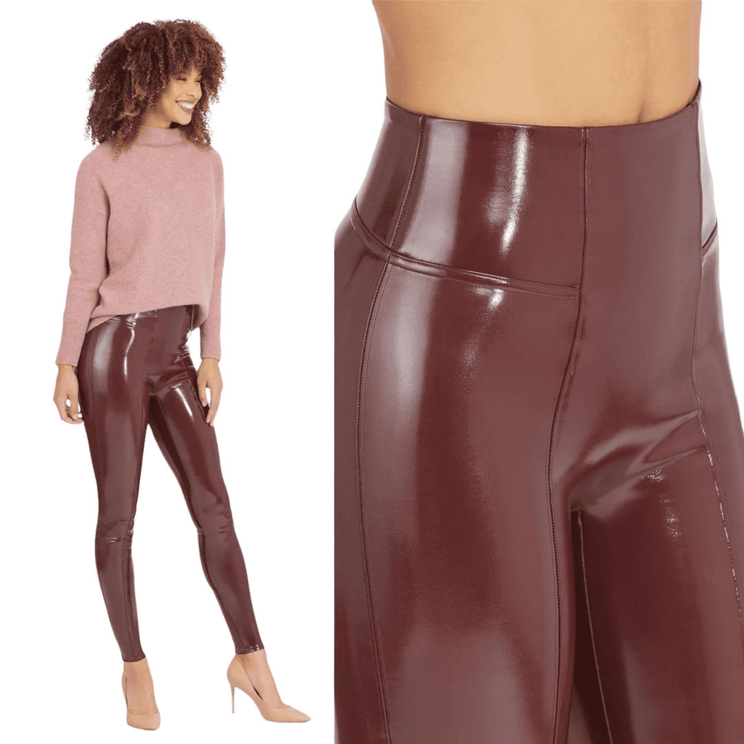 Spanx Faux Patent Ruby Leather Leggings