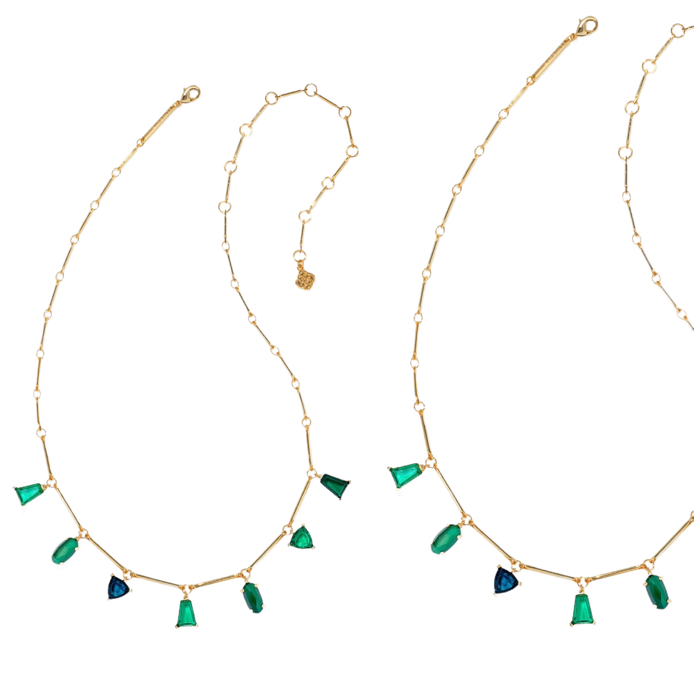 Kendra Scott Blair Gold Jewel Strand Necklace in Emerald Mix