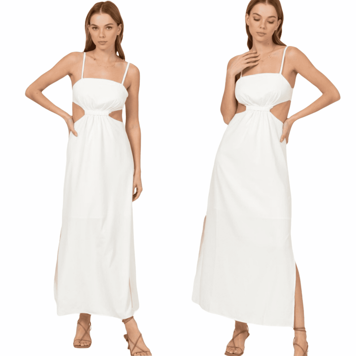 Evening Out Dress-White - Bliss Boutique