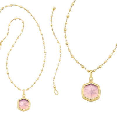 KENDRA SCOTT-Davie Intaglio Convertible Gold Pendant Necklace in Pink Opalite