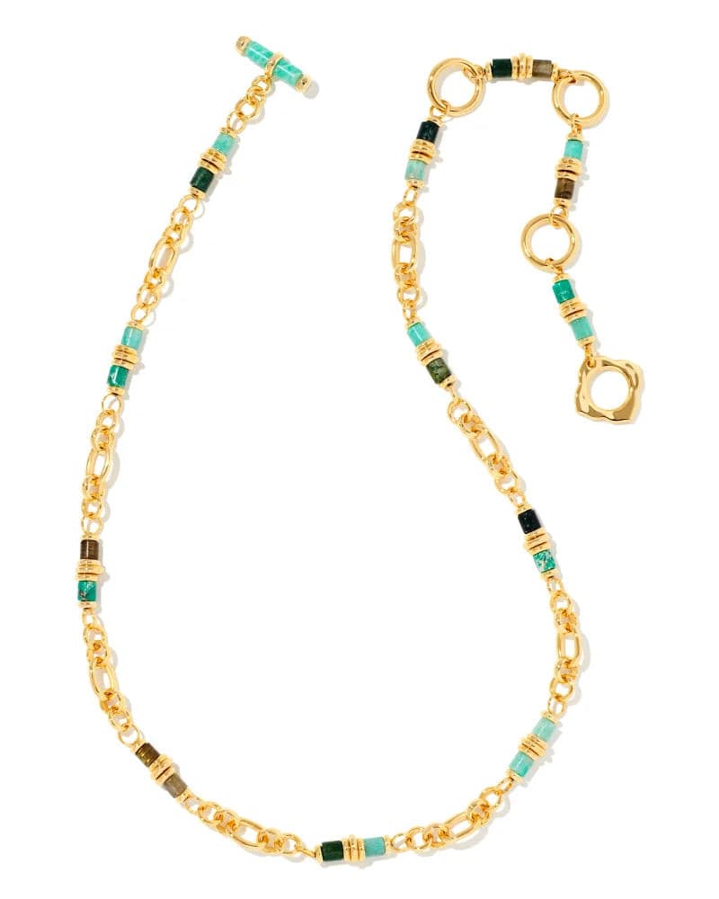 Kendra Scott Bree Gold Convertible Chain Necklace in Blue Mix