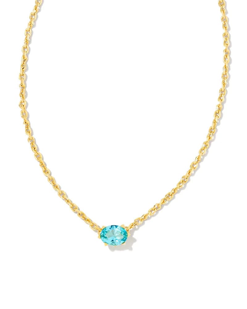 Kendra Scott-Cailin Gold Pendant Necklace in Aqua Crystal