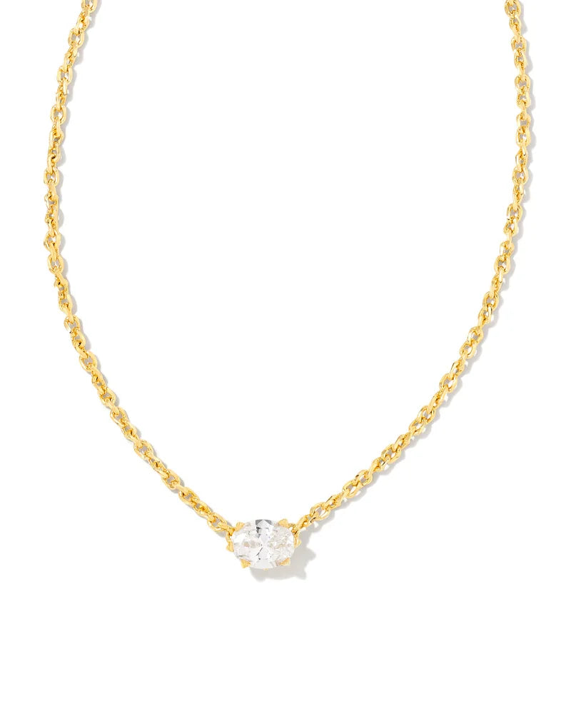Kendra Scott-Cailin Gold Pendant Necklace in White Crystal