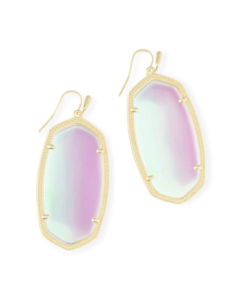 Danielle Gold Drop Earrings In Dichroic Glass - Bliss Boutique 