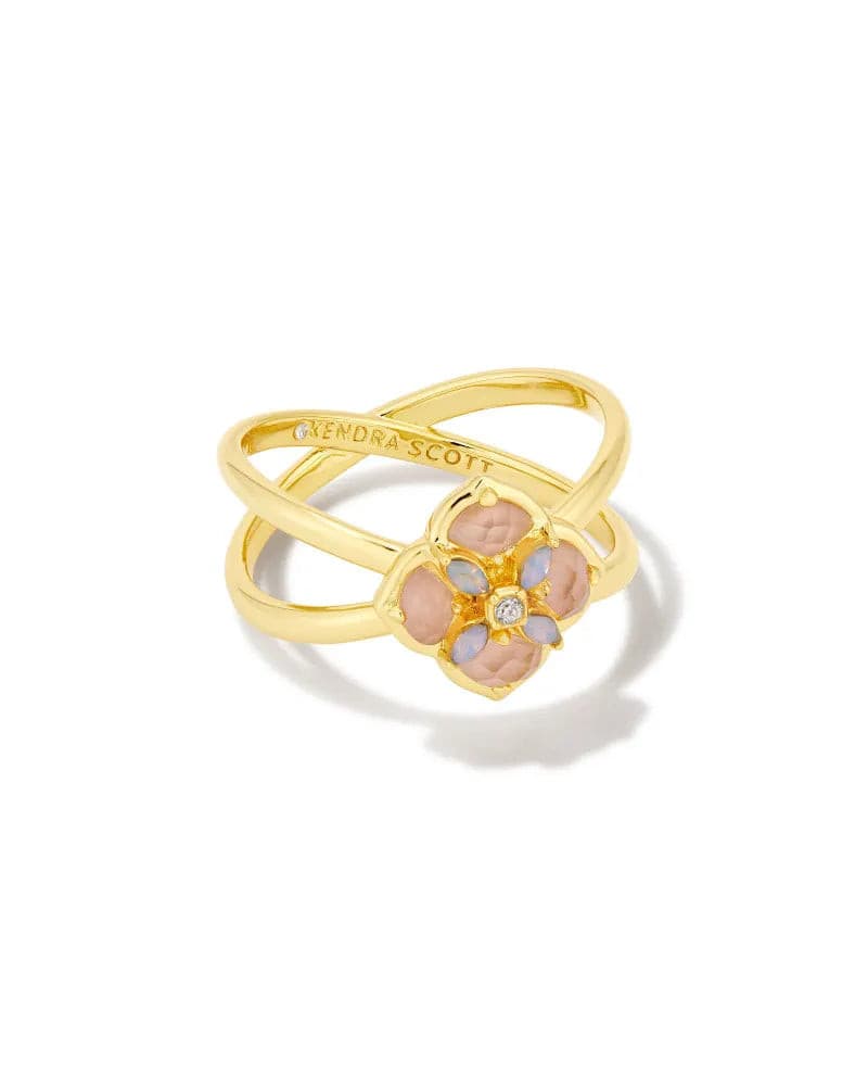 Kendra Scott-Dira Stone Gold Double Band Ring in Pink Mix