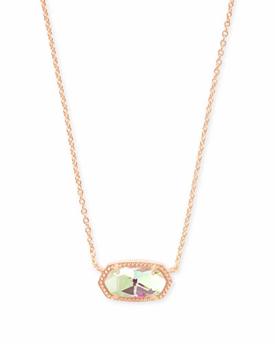 Kendra Scott-Elisa Rose Gold Pendant Necklace in Dichroic Glass