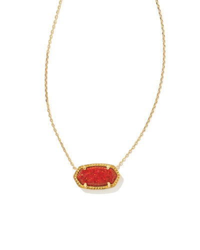 Kendra Scott Elisa Gold Pendant Necklace in Red Kyocera Opal