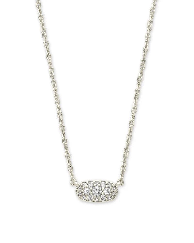 Kendra Scott-Grayson Silver Pendant Necklace in White Crystal