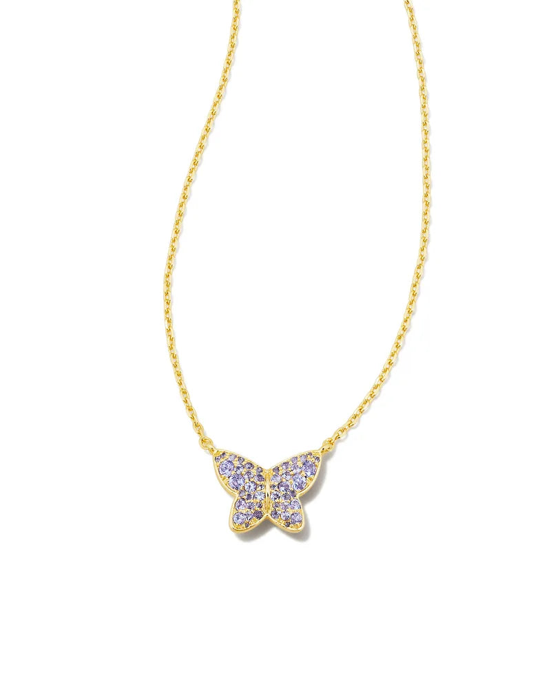 Kendra Scott-Lillia Crystal Butterfly Gold Pendant Necklace in Violet