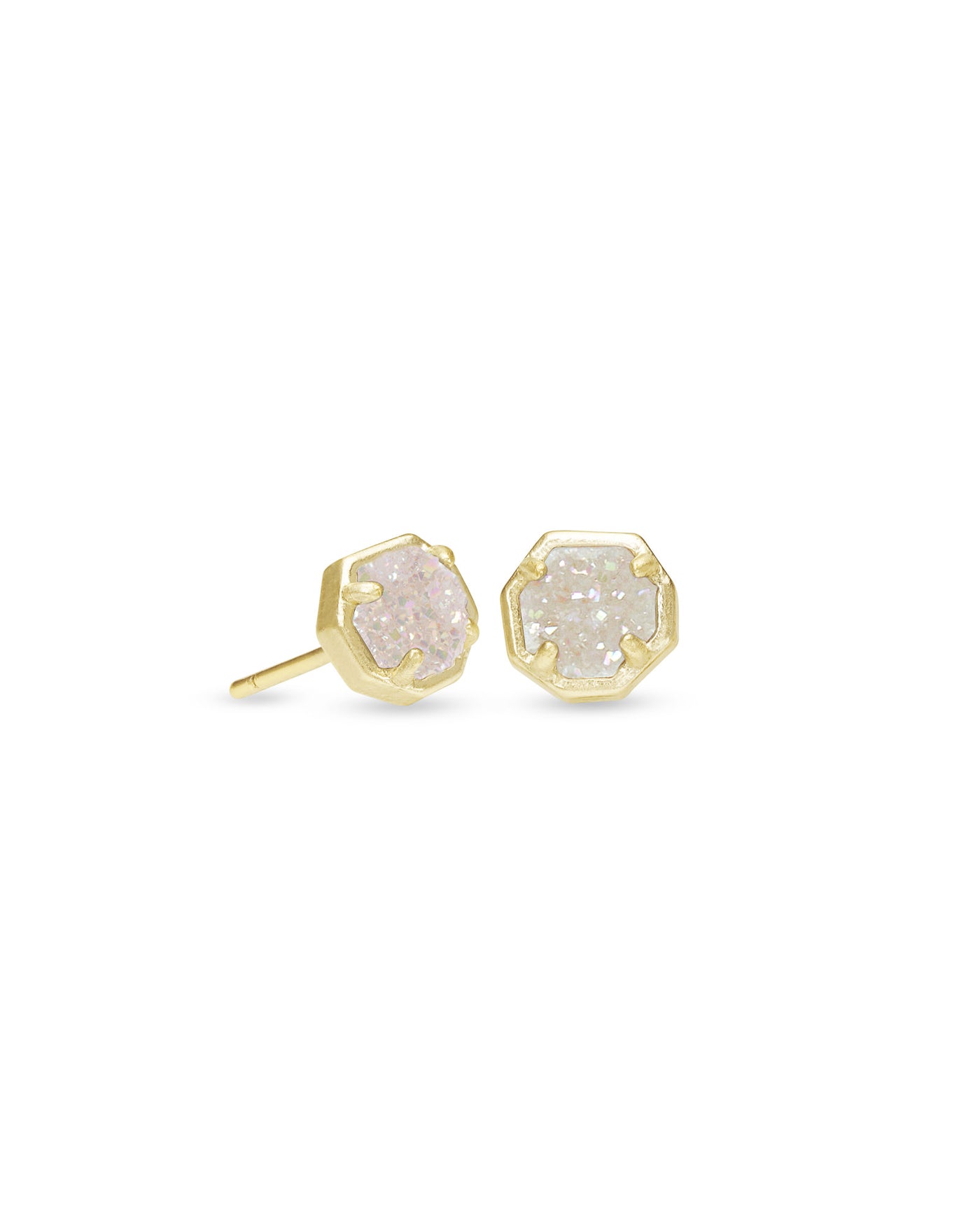 Nola Gold Stud Earrings In Iridescent Drusy - Bliss Boutique 